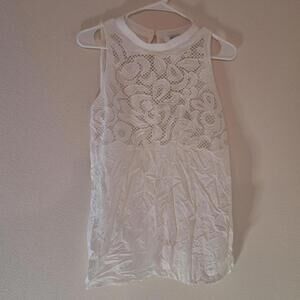Shilla White Lace and Chiffon Sleeveless Blouse, Size L
